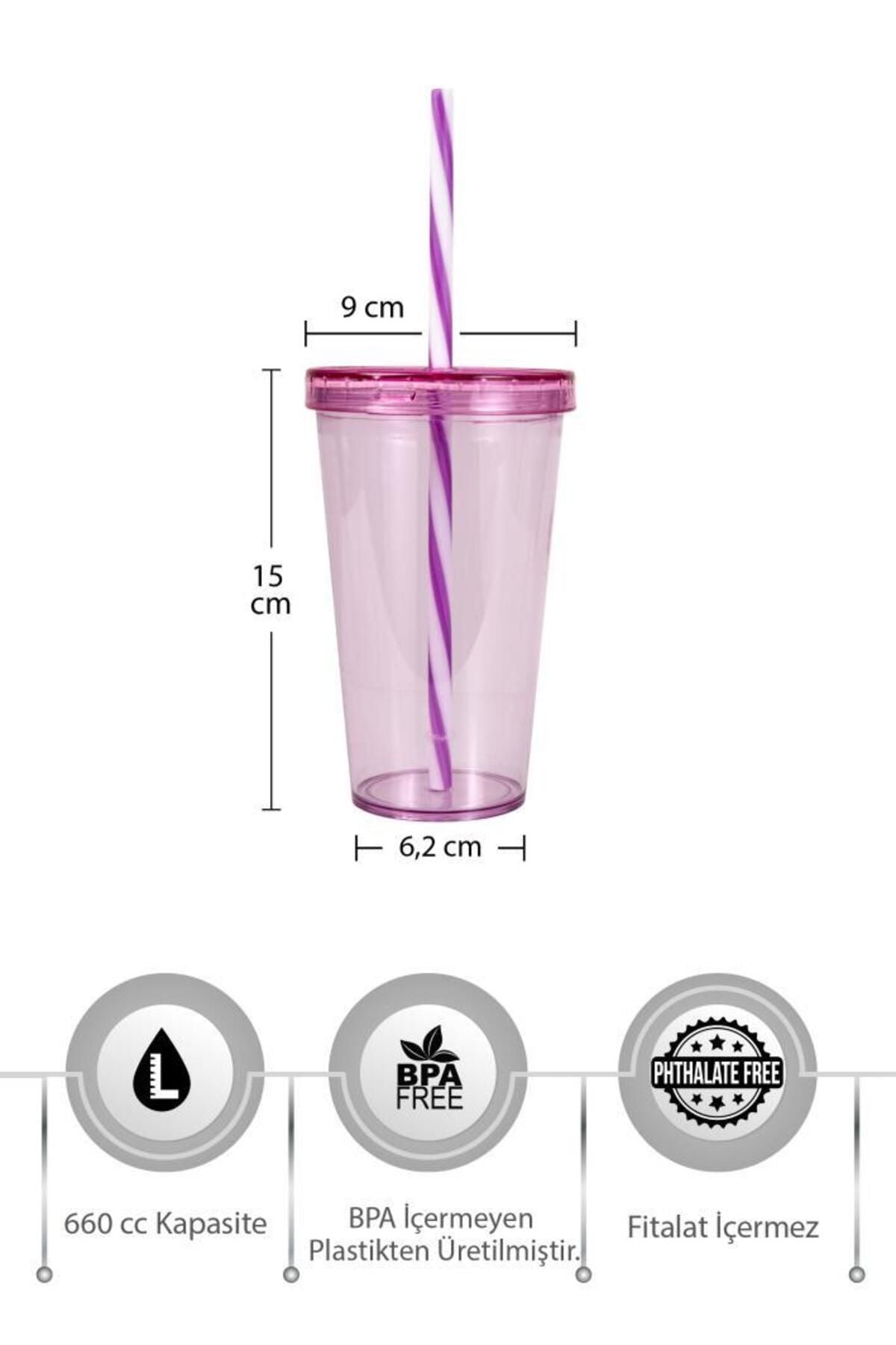 Herevin 660 Cc Straw Cup Pink Color 2