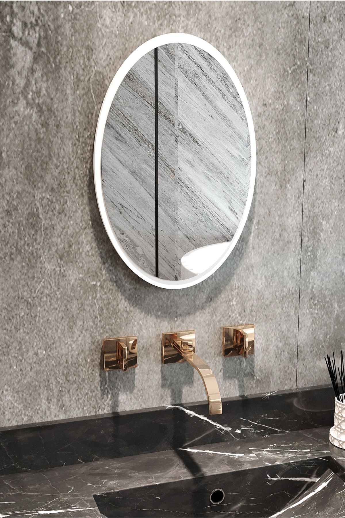 ZTM Konsept Wall Mirror 70x52 Cm Oval White Hallway Corridor Living Room Kitchen Bathroom WC Makeup 4