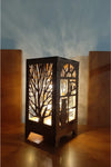 ALSHOP Laser Cut Table Lamp Mini Special Design Wooden Lampshade Desk Ornament Battery Fairy LED 1