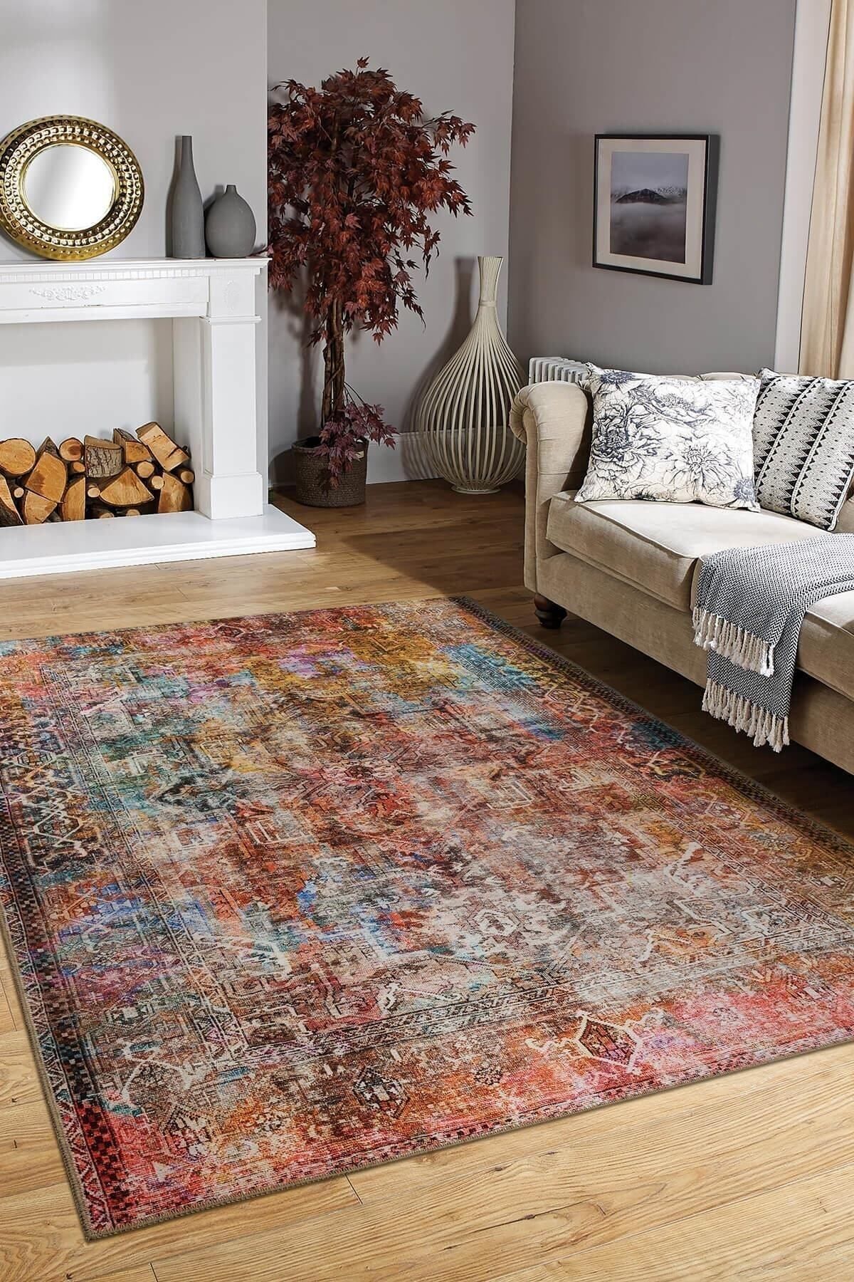 ARTLOOP Modern Living Room Rug, Woven Base Decorative Chenille Colorful Rug Fusion AL 101 1