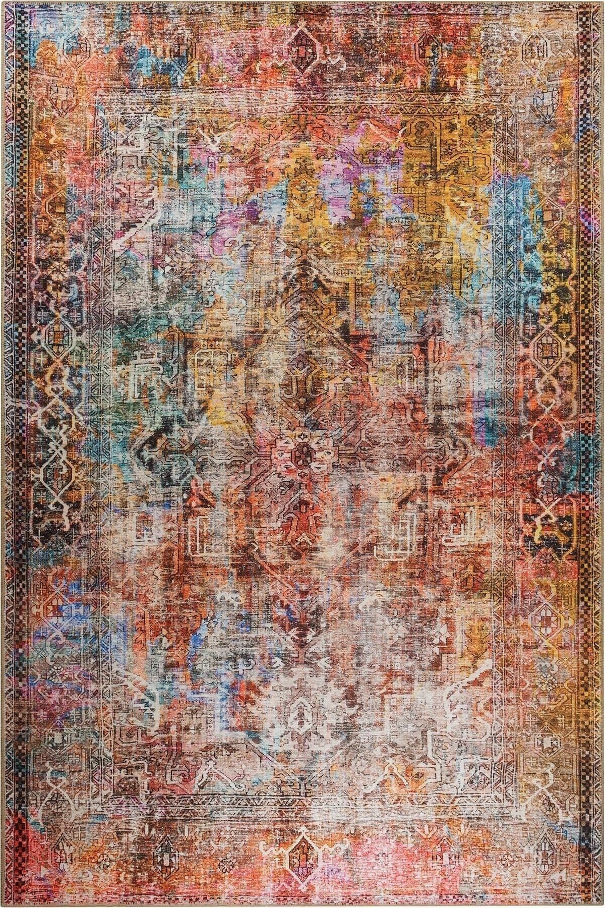 ARTLOOP Modern Living Room Rug, Woven Base Decorative Chenille Colorful Rug Fusion AL 101 2