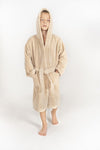 PAMUK HANIM Hooded Cotton Soft Unisex Kids Bathrobe Beige/Teddy Bear 4