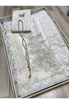 AYHANHOME 4 Piece Prayer Rug Set Bridal Boxed Velvet Lace Groom Bride Set 2