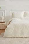 Karaca Home Josef Ekru Striped Satin Double Duvet Cover Set 2