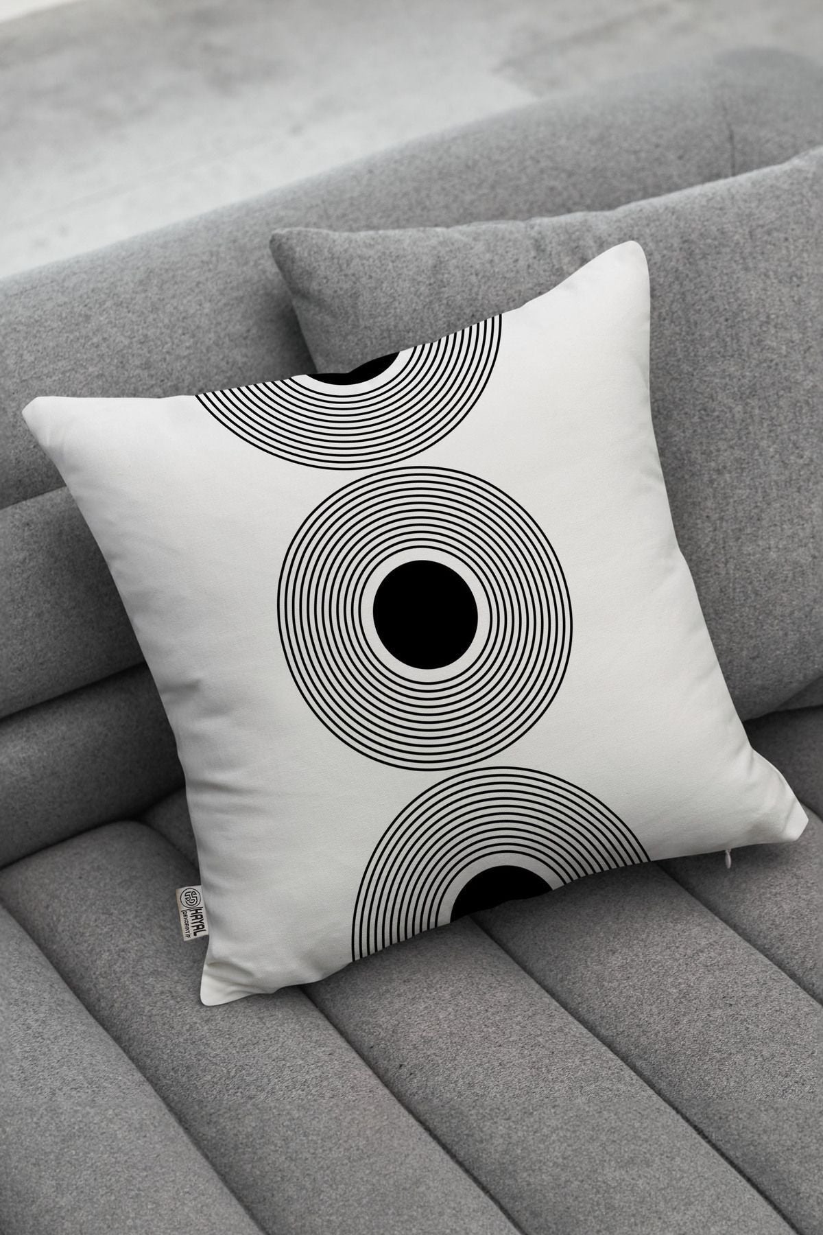 Hayal Decorative White Background Black Patterned Modern 4-Piece Decorative Cushion Cover Set 3