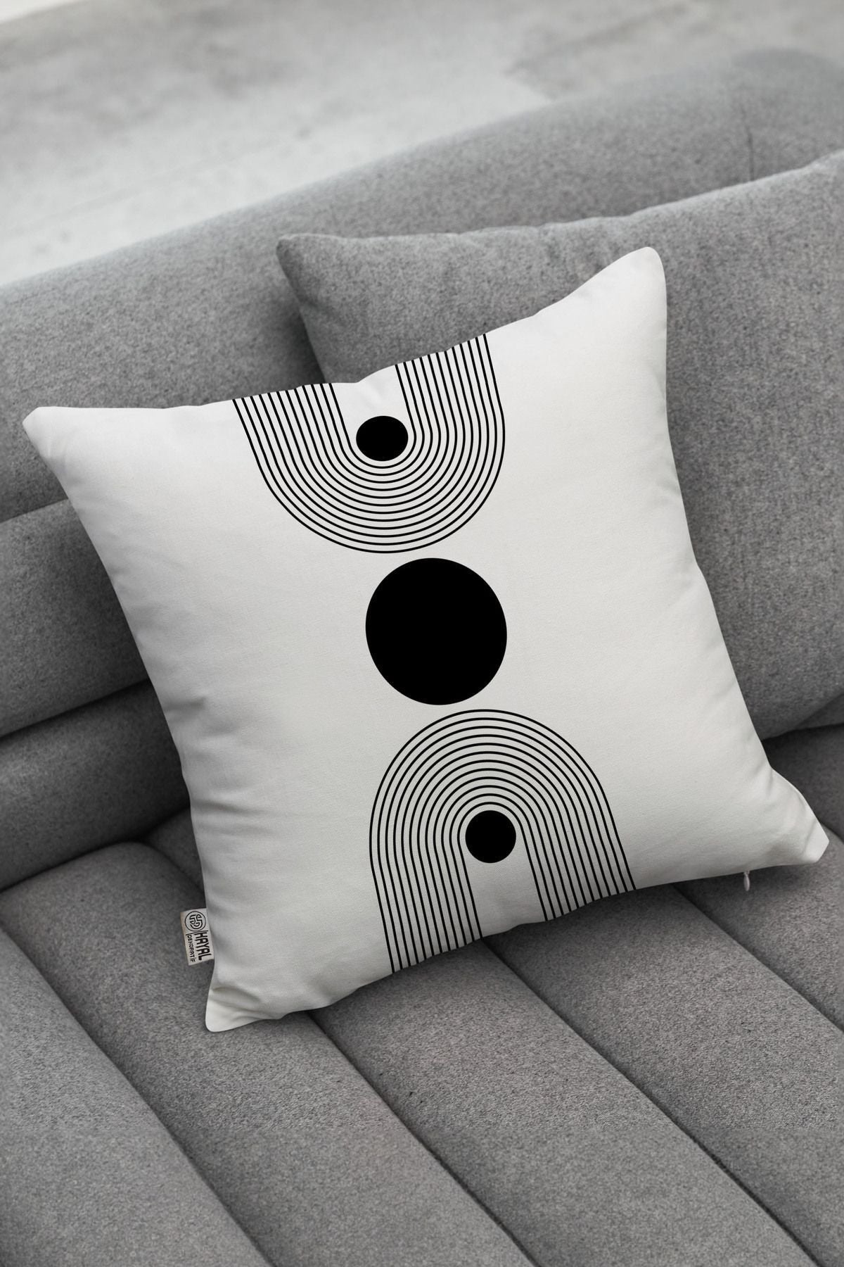 Hayal Decorative White Background Black Patterned Modern 4-Piece Decorative Cushion Cover Set 4