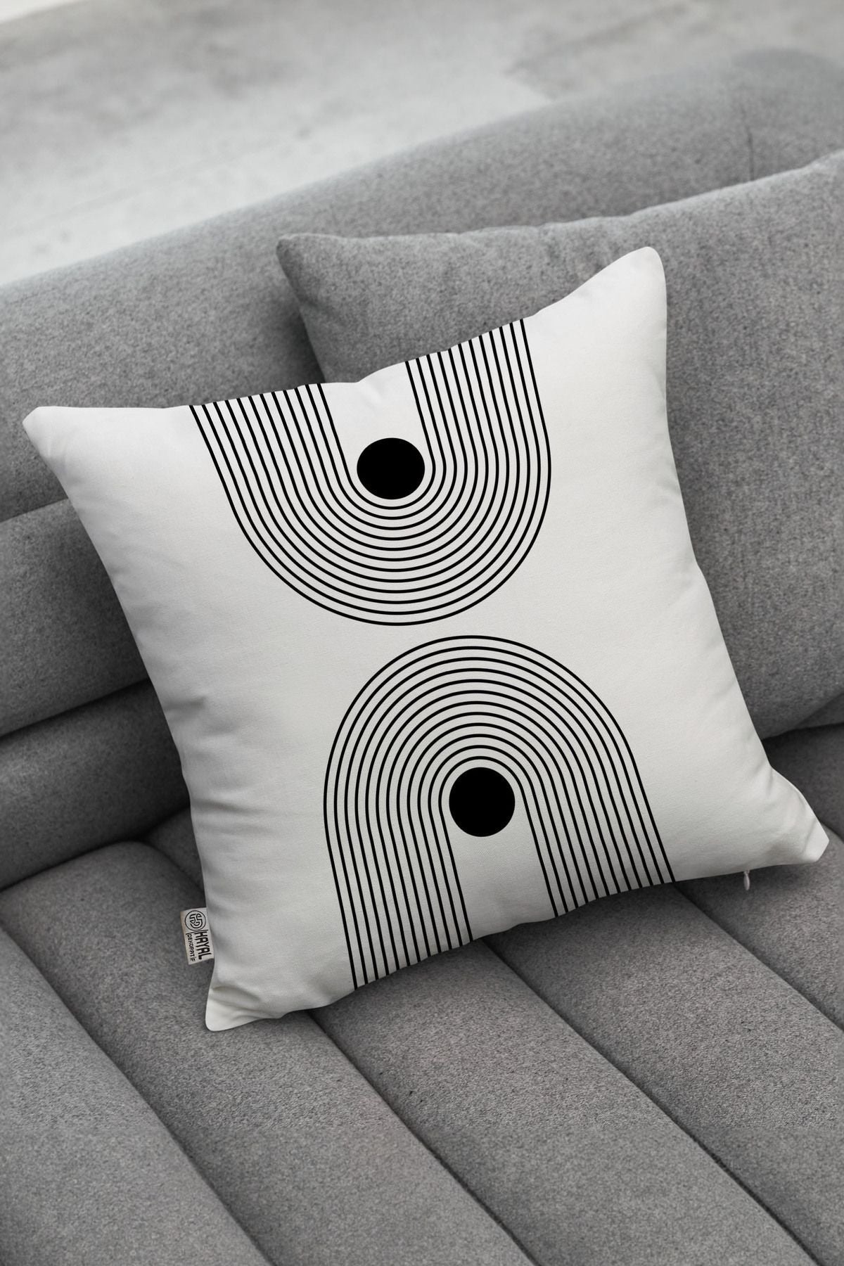 Hayal Decorative White Background Black Patterned Modern 4-Piece Decorative Cushion Cover Set 5