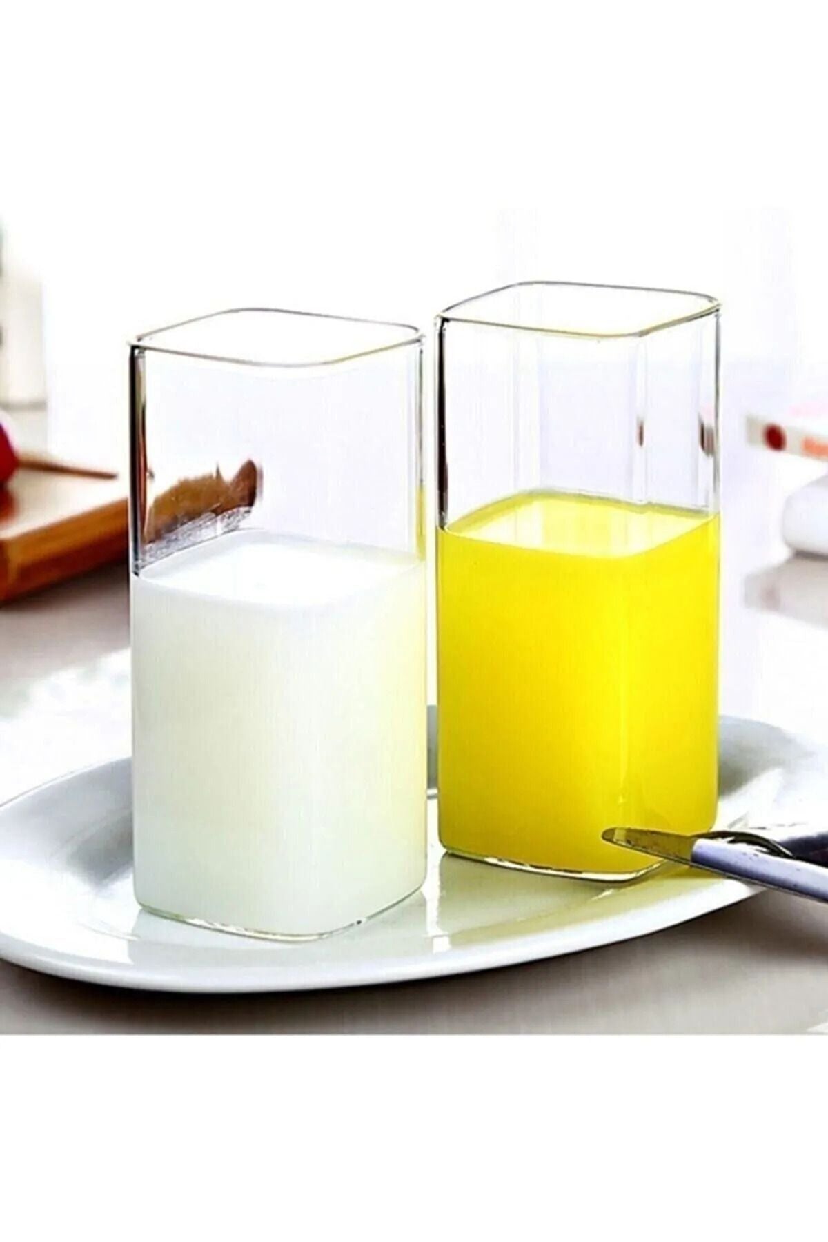 Amentes 2 Pieces Square Glass 350ml Trend Beverage Glass 2