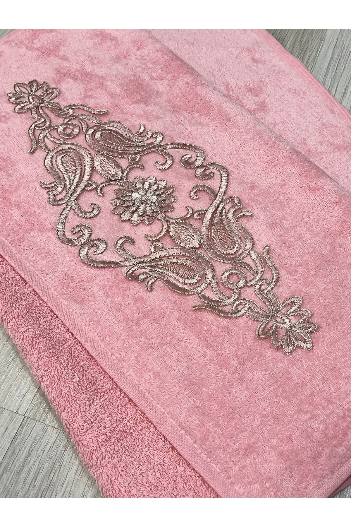 AYHANHOME French Lace Embroidered Patterned Boxed Luxury Bridal 50x90 6-Piece Hand Face Towel Set 3