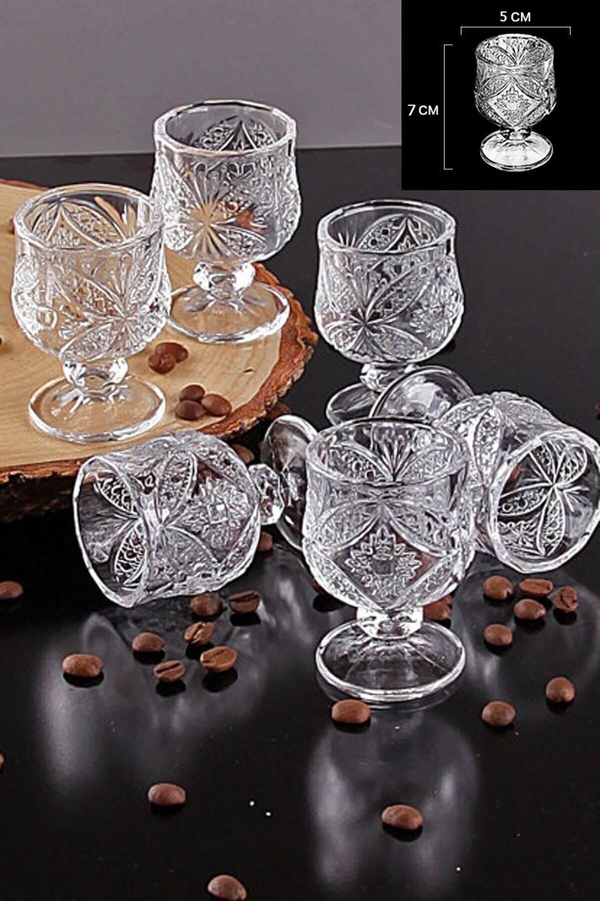 Comprox Crystal Cut Glass 6-Piece Coffee Water / Liqueur Glass Set 1