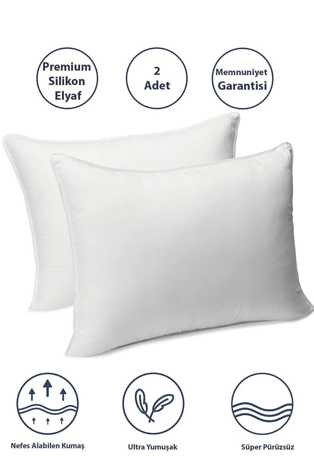 MODAPEK Luxury Premium Fiber Pillow 2-Pack (800 GR 50X70CM) Silicone Pillow 3