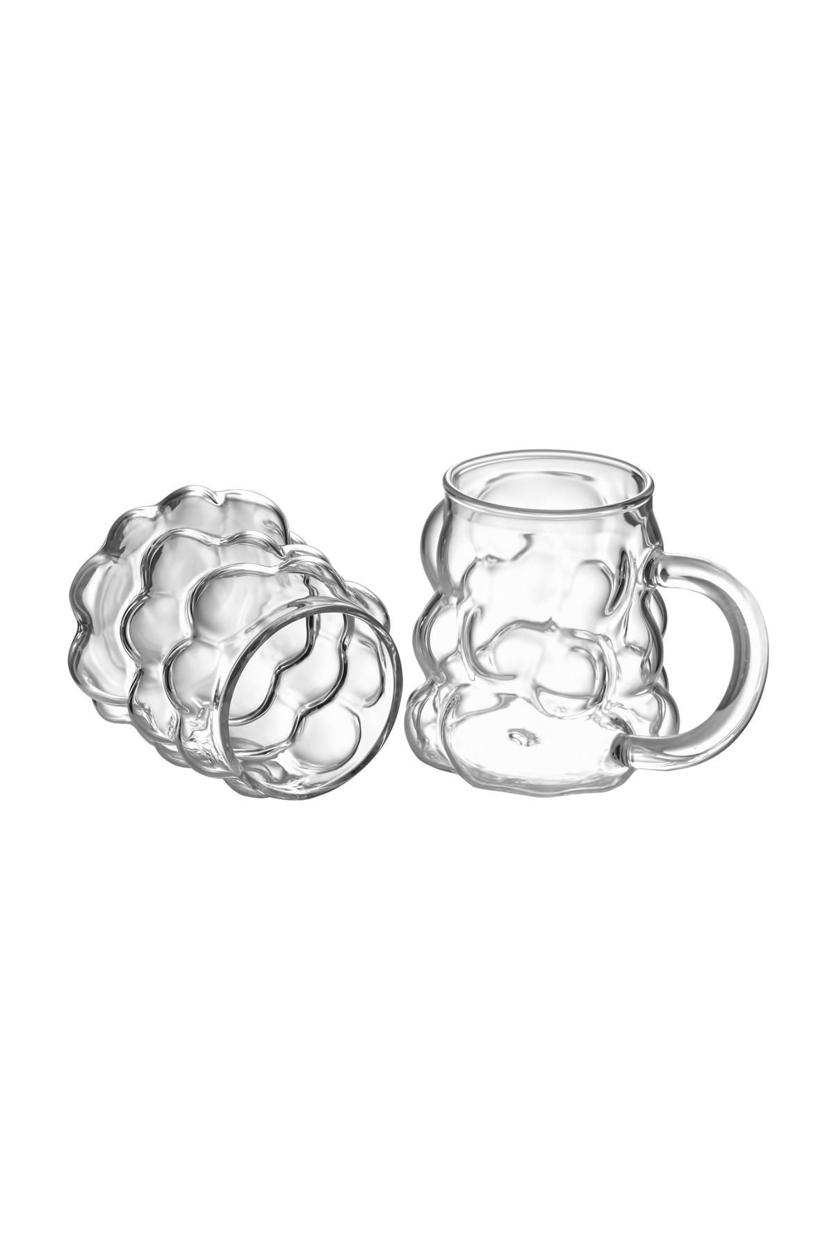 KÜÇÜK EW 2-Piece Handle Bead Shaped Glass Set | Coffee And Presentation Glass Borosilicate 6