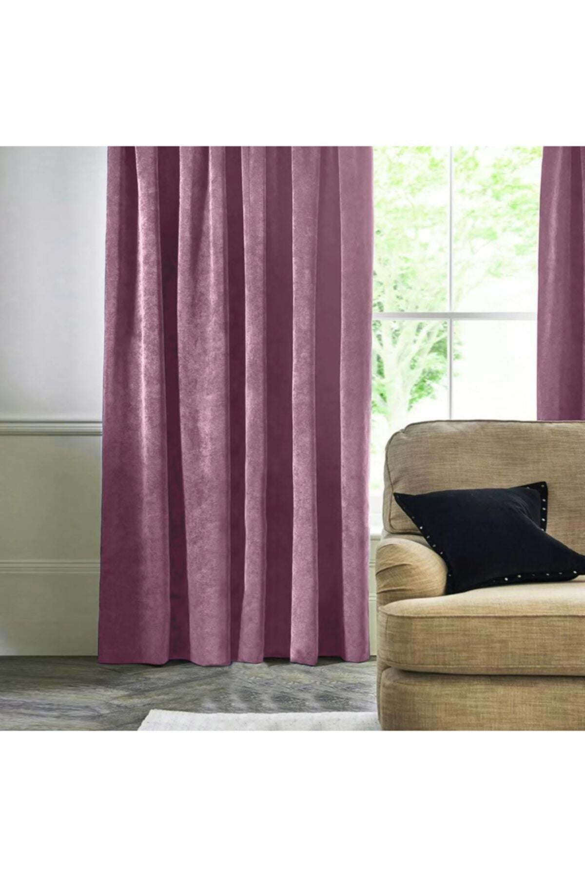 EraHome Velvet Curtain Single Panel Rose Dust 2