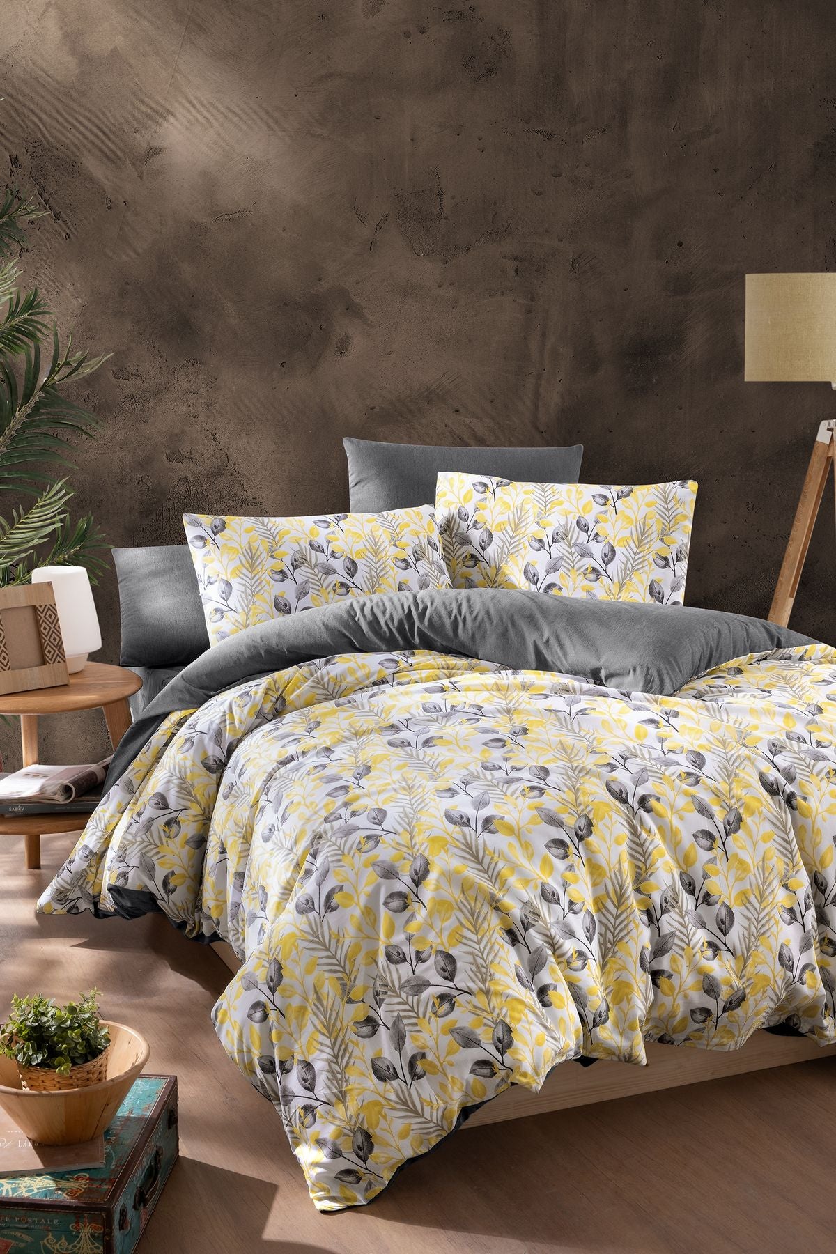 MyStory Home Elasticated Sheet Double Quilt Cover Set LEMON 200x220 cm 1