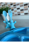 Bayev Kids Dining Set with Figurative Plate Fork Spoon - Blue 5