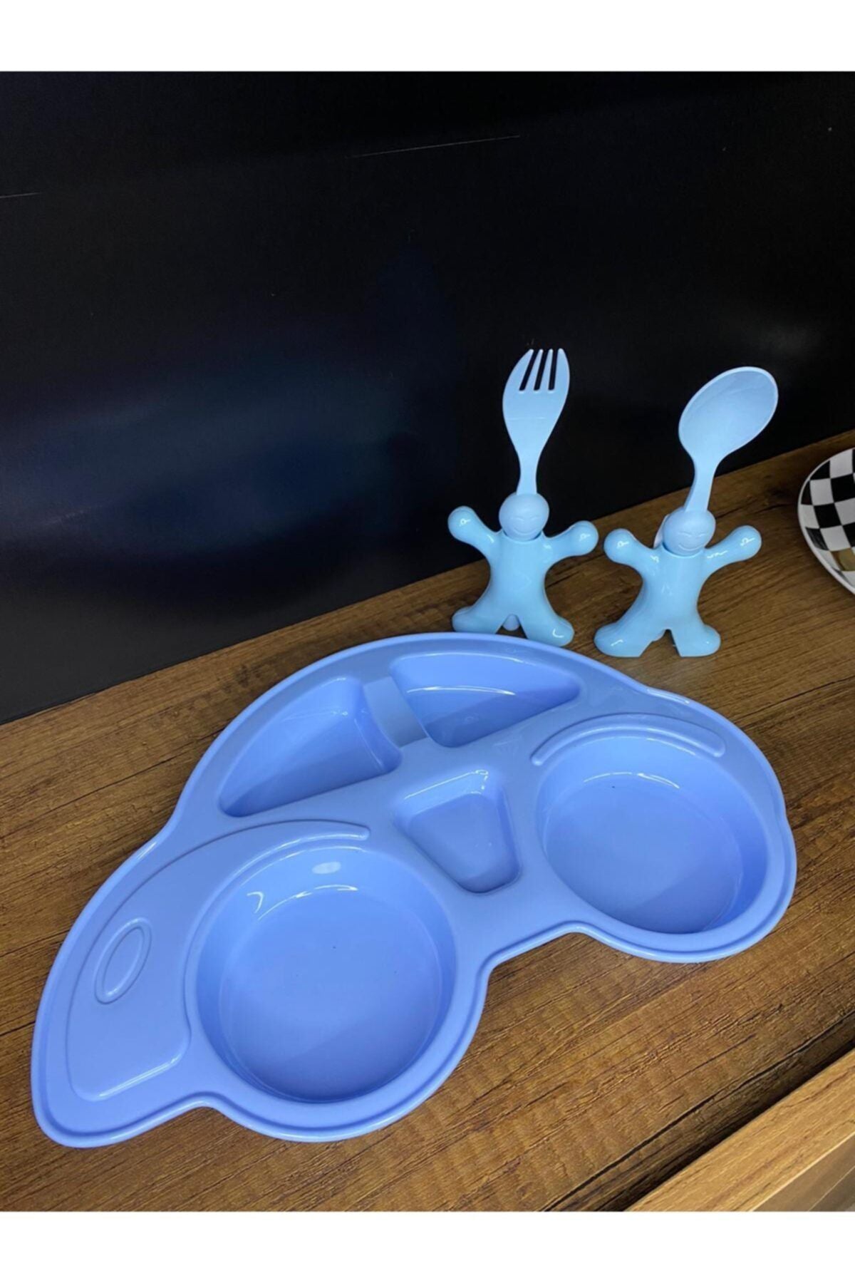 Bayev Kids Dining Set with Figurative Plate Fork Spoon - Blue 6