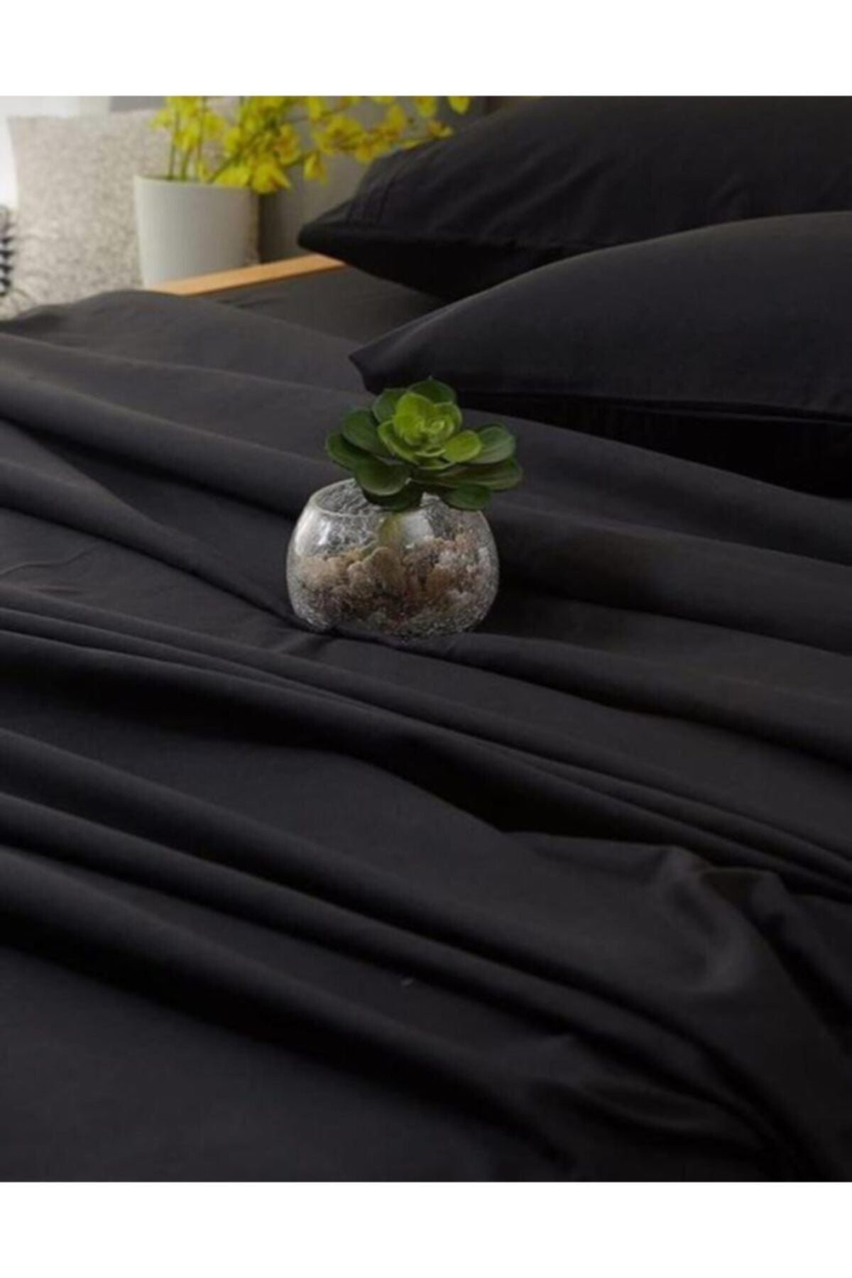 BONJARDINHOME Black Fabric Single Fitted Sheet Set 2