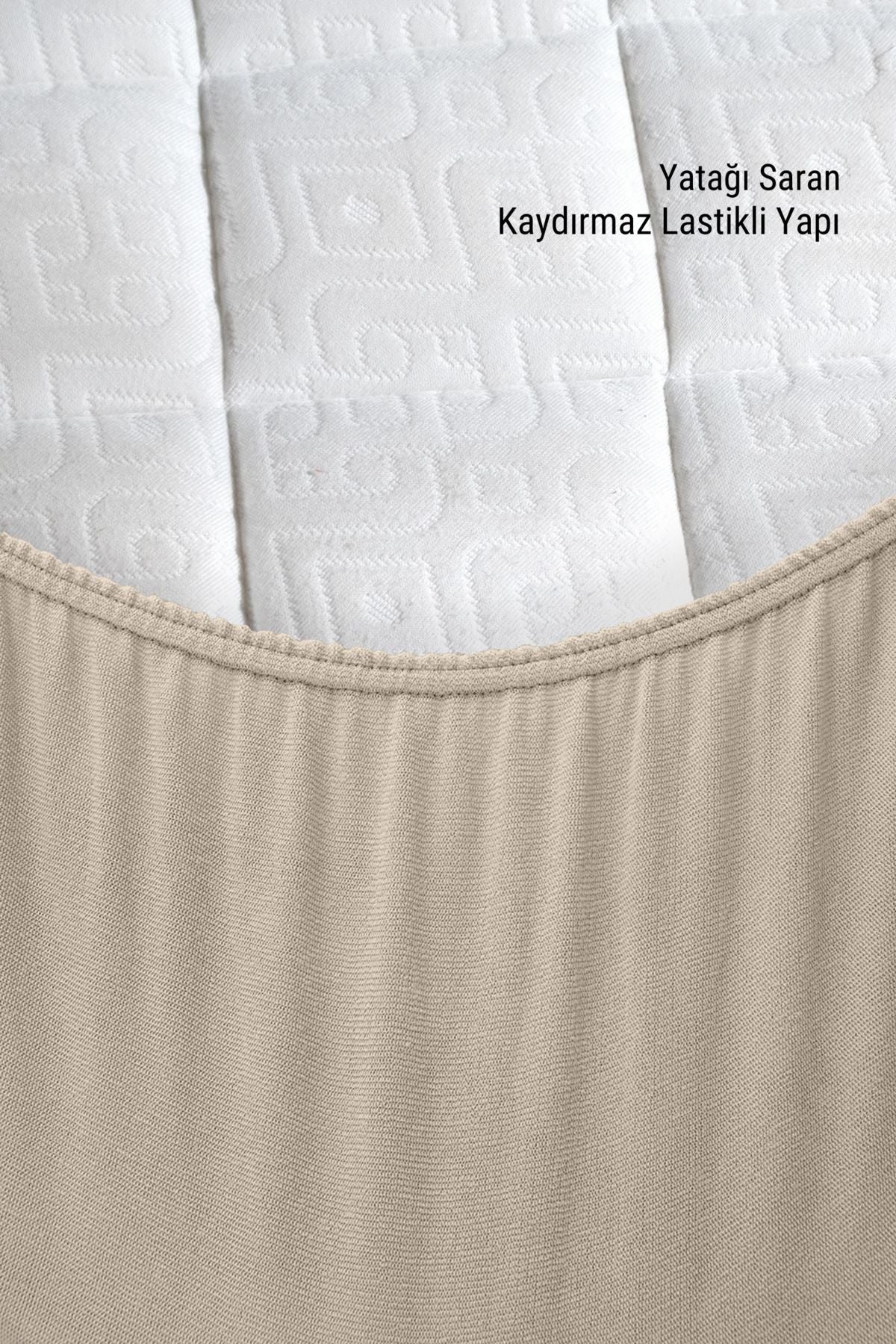 Decovilla Micro Quilted Fitted Full Edge Waterproof Mattress Protector Sheet Sand Beige 4