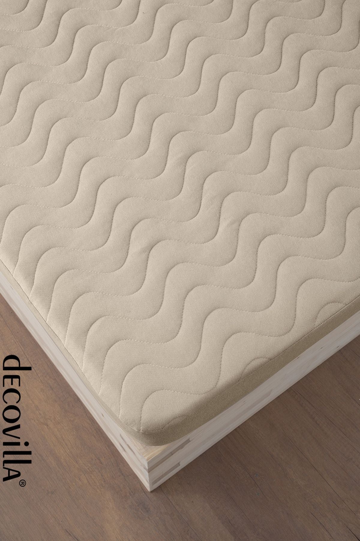 Decovilla Micro Quilted Fitted Full Edge Waterproof Mattress Protector Sheet Sand Beige 5