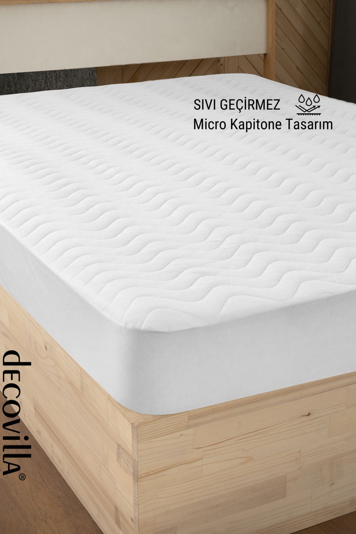 Decovilla Micro Quilted Fitted Full Edge Waterproof Mattress Protector White 1