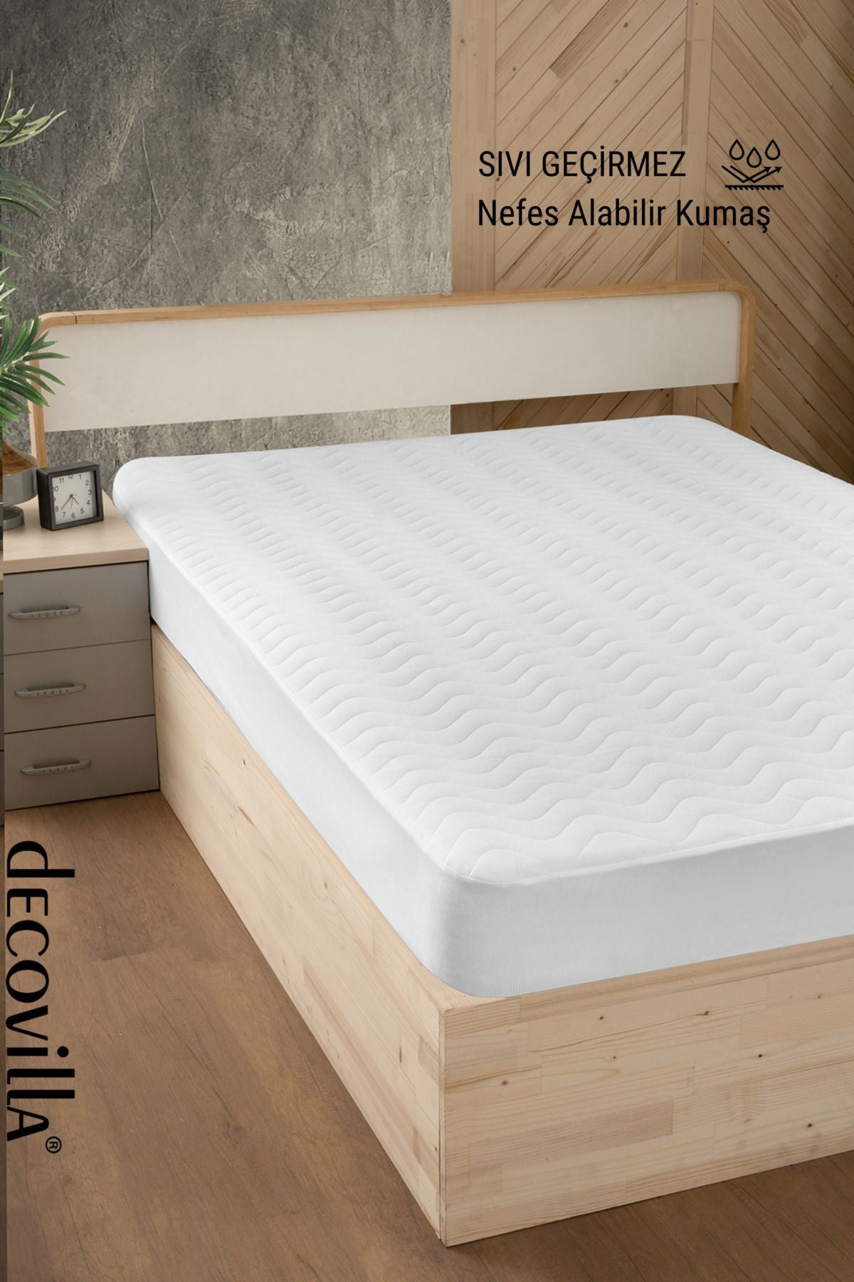 Decovilla Micro Quilted Fitted Full Edge Waterproof Mattress Protector White 2