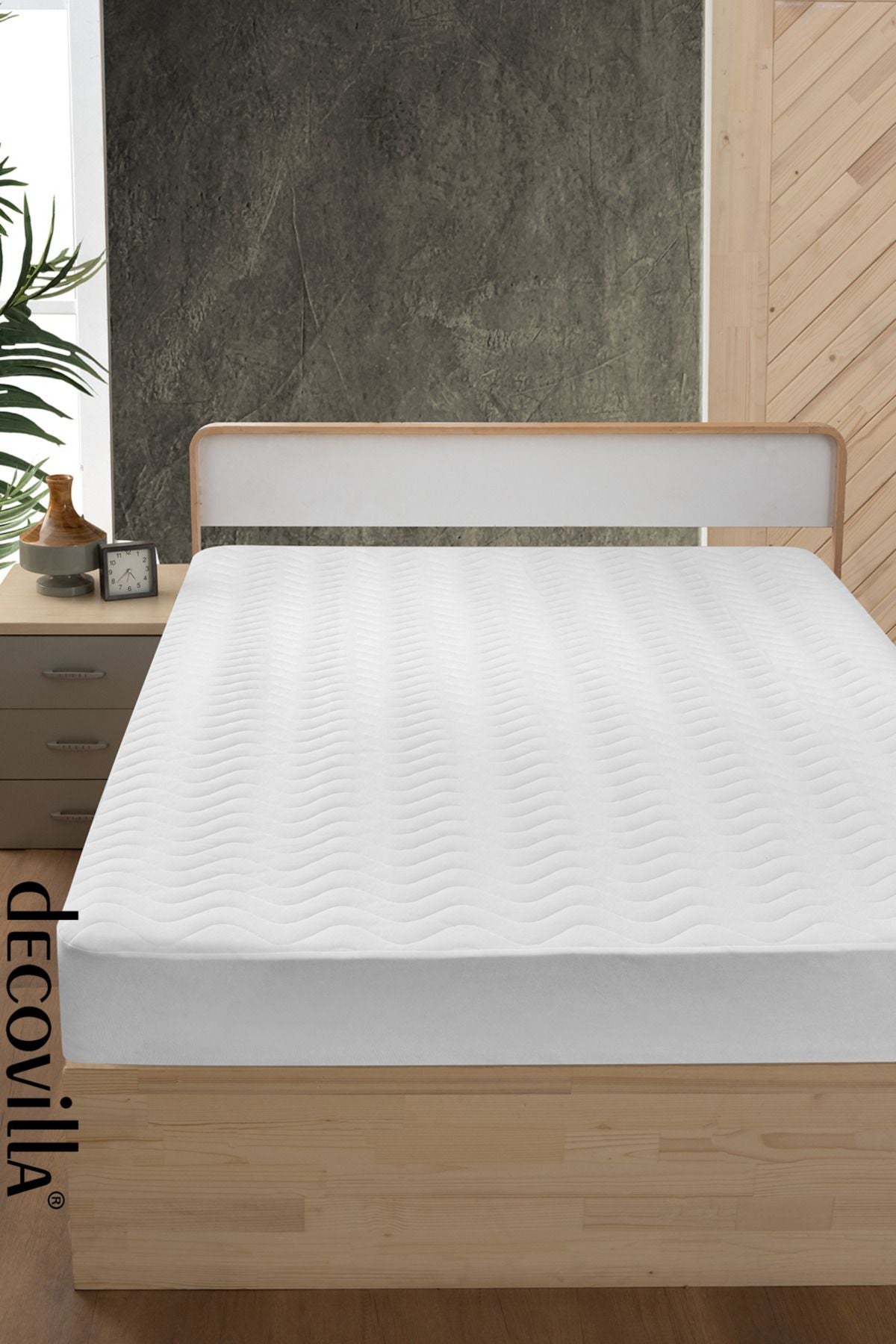 Decovilla Micro Quilted Fitted Full Edge Waterproof Mattress Protector White 6