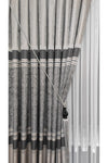 Yuka Pano Fon Perde Gri Antrasit Striped Patterned Single Panel Dense Pleated Jacquard Semi-Gloss 2