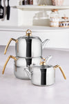 Karaca Tres 3-Piece Induction Base Teapot Set Gold 2