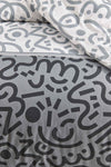 Tabu Home Doodle Black Fitted Double Bed Sheet Set 3