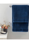 English Home Romantic Stripe Floşlu Bath Towel Set 50x85cm + 70x150cm Navy Blue 1