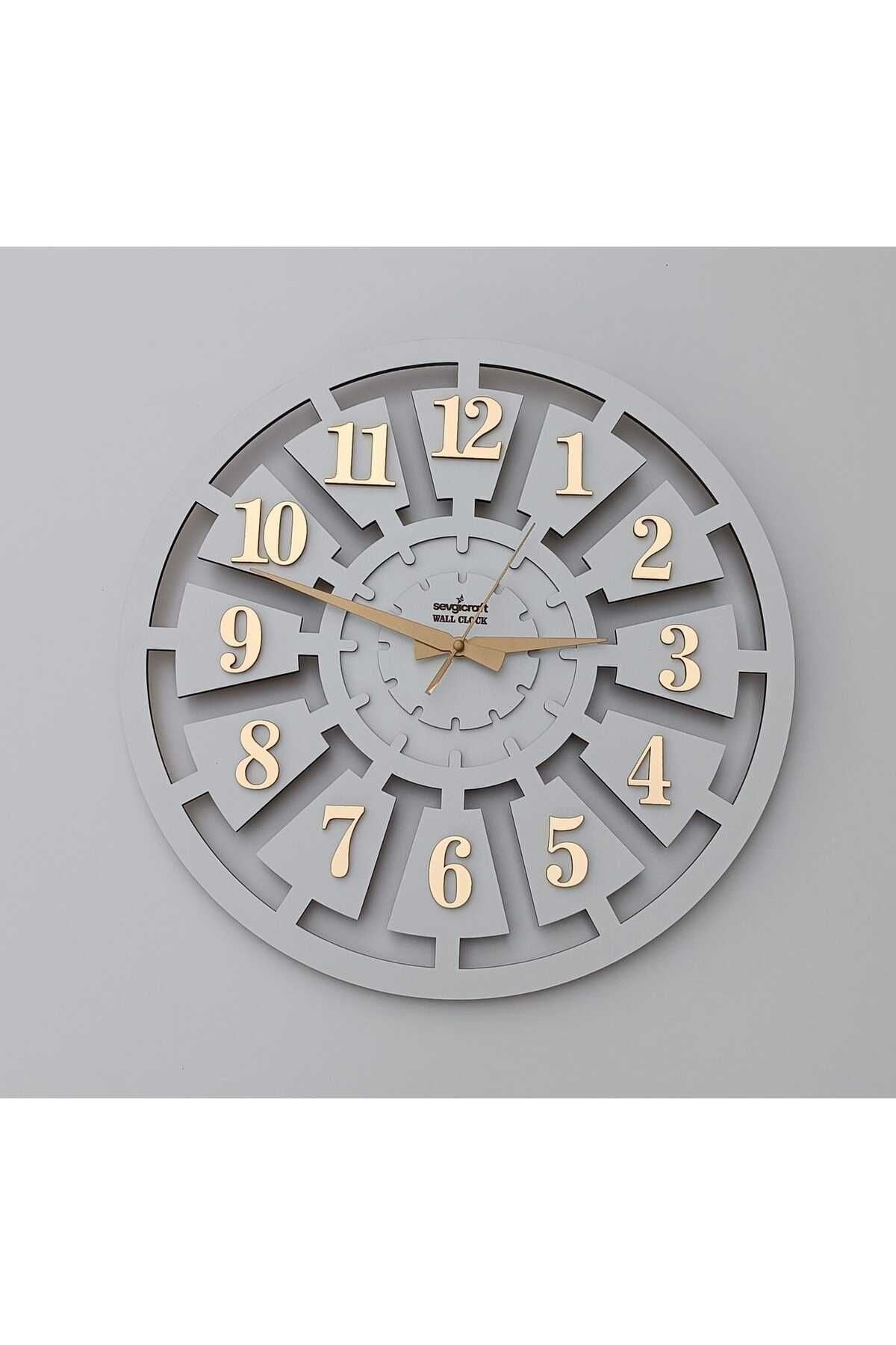 SevgiCraft White Number Detailed Wall Clock 45x45cm 1