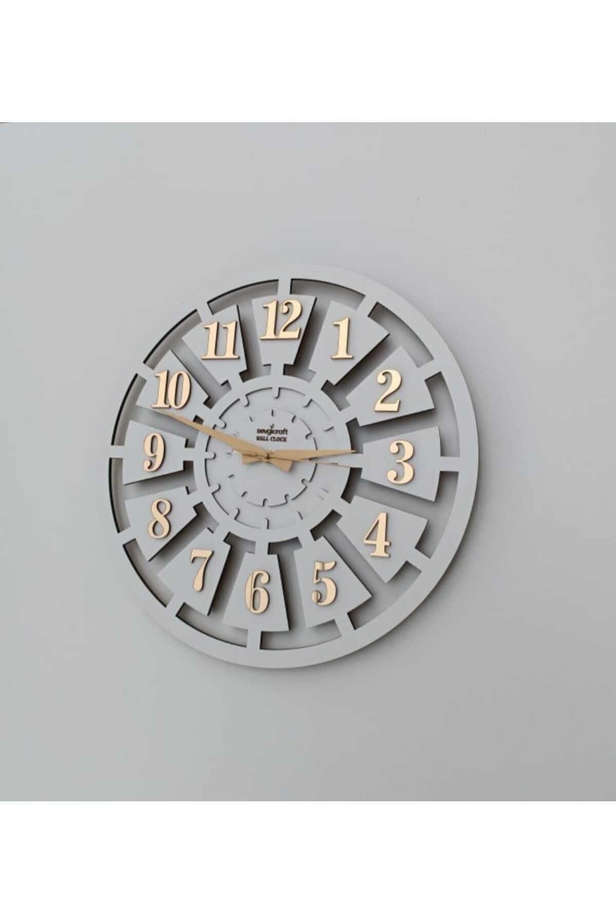 SevgiCraft White Number Detailed Wall Clock 45x45cm 2