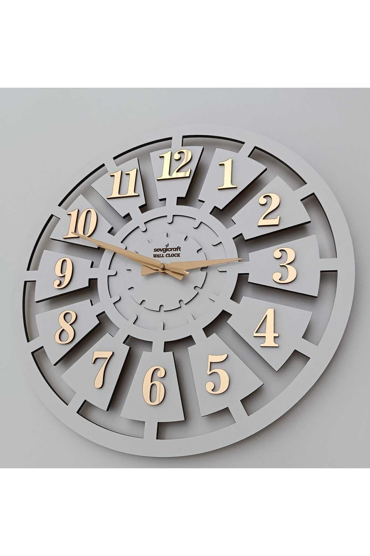 SevgiCraft White Number Detailed Wall Clock 45x45cm 3