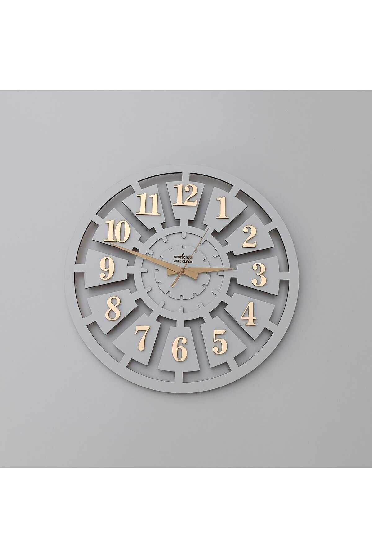 SevgiCraft White Number Detailed Wall Clock 45x45cm 4