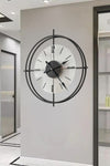 MetaQuartz Aksesuar Medium Black Deluxe Transparent Glass Scandinavian Double Ring Modern Decorative Wall Clock 6