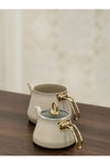 YUNUSOĞLU HOME Granite Coated Gold Handle Glass Lid Teapot Cream 2