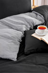 Valezium Black-Anthracite Double Bed Duvet Cover Set with Fitted Sheet and 2 Pillowcases 2