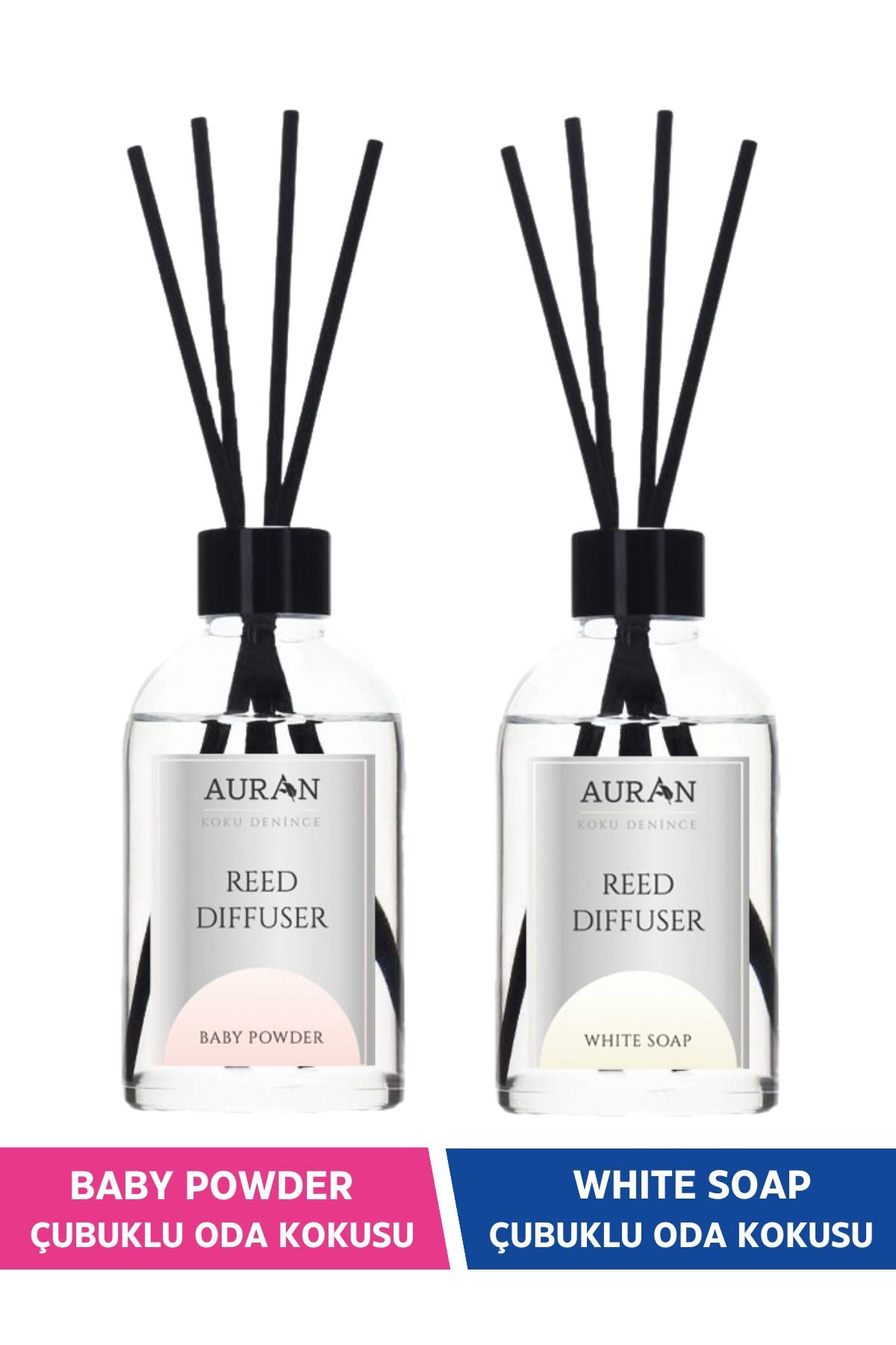 AURAN Baby Powder Stick Room Fragrance And White Soap Stick Room Fragrance 2-Piece Set Reed Diffuser 50 ml 1