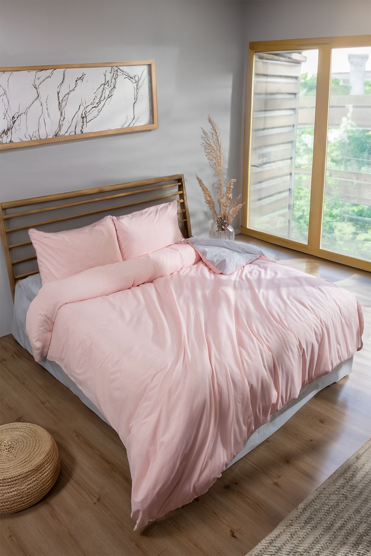 Mariva Home Double Duvet Set | Pink Grey | Cotton Duvet 3