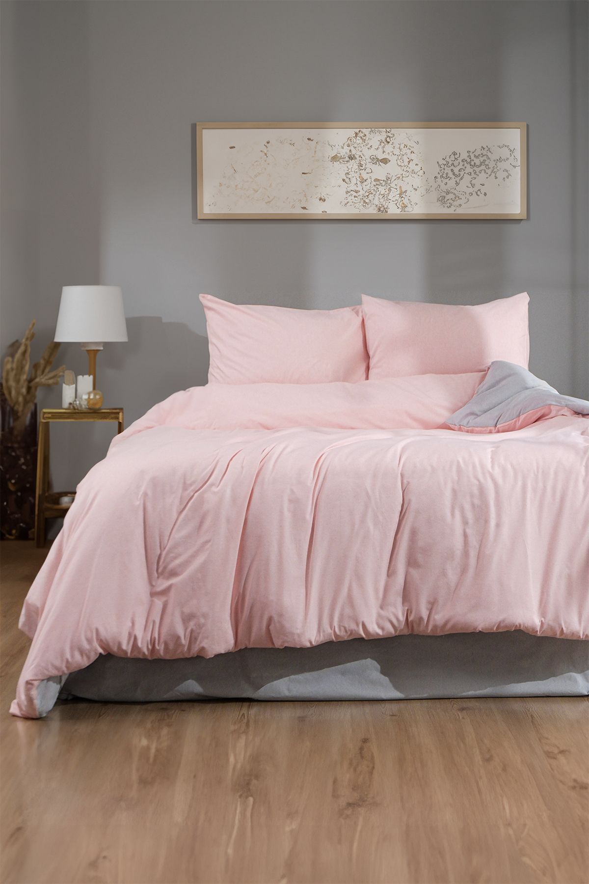 Mariva Home Double Duvet Set | Pink Grey | Cotton Duvet 4