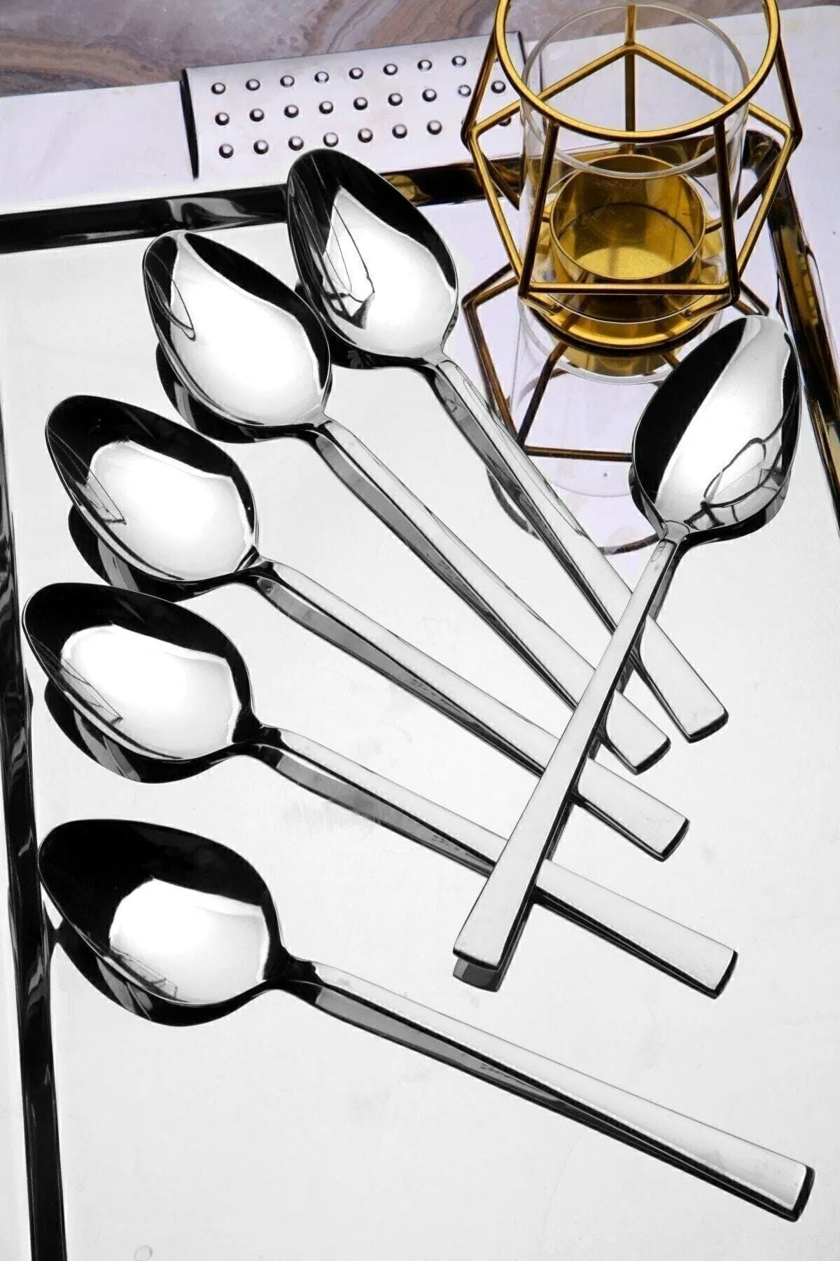 Gök Luxury Stick Model Dinner Spoon Set (6 Pieces) 1