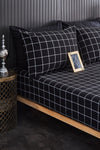 Ricco Lifes Black Checkered Double Bed Fitted Sheet With 2 Pillowcases 160x200 1