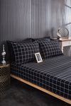 Ricco Lifes Black Checkered Double Bed Fitted Sheet With 2 Pillowcases 160x200 2