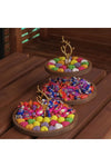 Rabo Craft 2-Tier And Single-Tier Round Handle Patterned Wooden Cake And Dessert Stand, Serving Plate 5