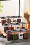 KATE HOME 12-Piece 450ml Labeled and Lockable Spice Jar Set with Built-in Spoon - Label Gift 1