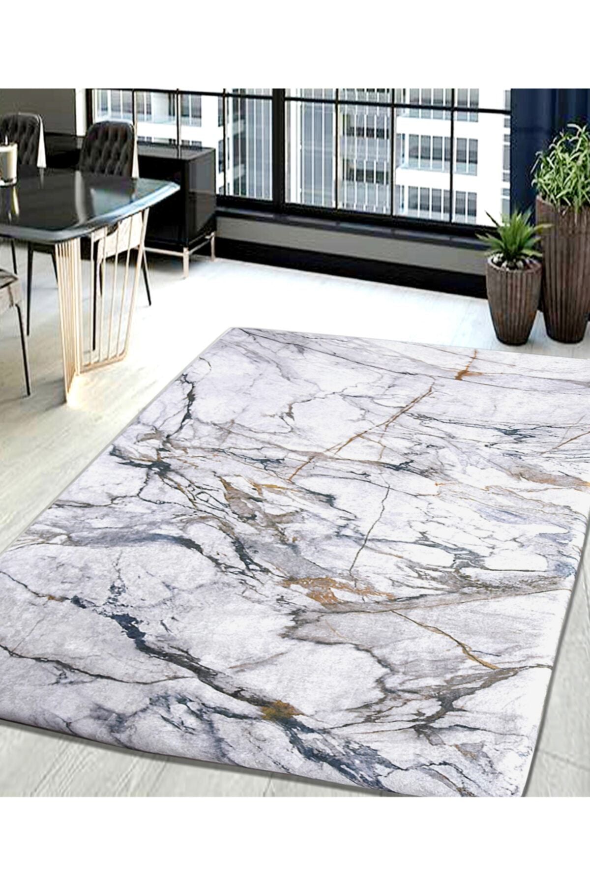 Nur Home Marble Pattern Digital Print Sponge Elastic Carpet Cover 4m2, 5m2, 6m2 1