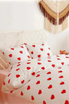 İQON Elastic Fitted Sheet Duvet Cover Set Double Mini Hearts Red 1