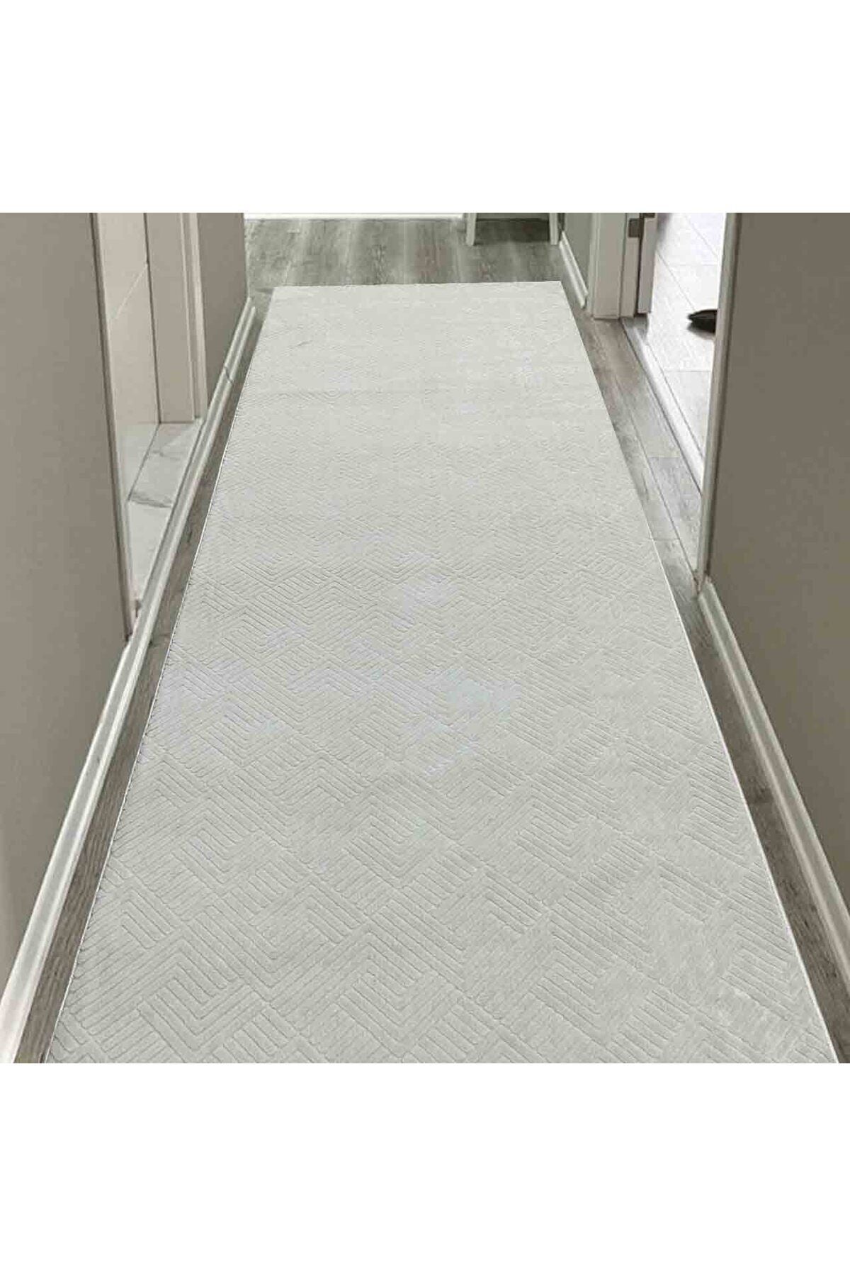 Melian Anadolu Anti-Slip Base Room Living Room Corridor Kitchen Carpet Thick Runner Light Beige 2