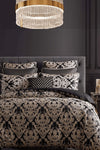 İQON Elastic Fitted Sheet Duvet Cover Set Double Damask Beige 1