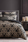 İQON Elastic Fitted Sheet Duvet Cover Set Double Damask Beige 3